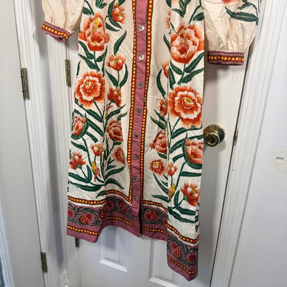 FARM Rio Floral Embroidered Midi Dress - Cream and Red - Picture 8 of 12